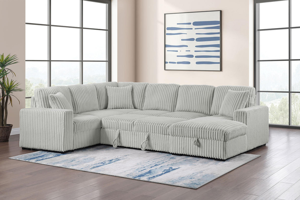 Devonshire Gray Sleeper Sectional Sofa Storage Chaise from Coaster - Luna Furniture