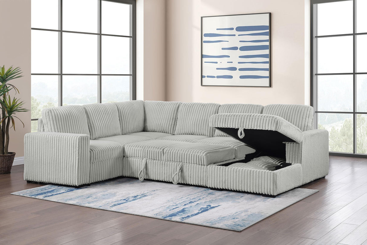 Devonshire Gray Sleeper Sectional Sofa Storage Chaise from Coaster - Luna Furniture