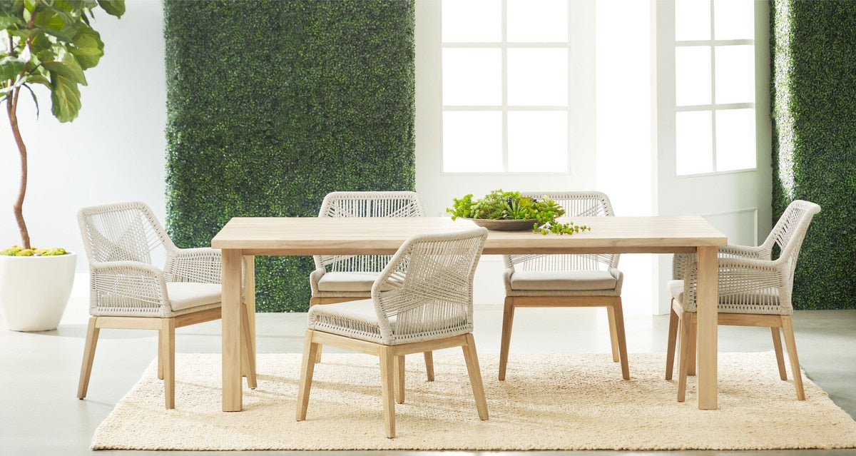 Diego Outdoor Dining Table in Gray Teak from Essentials For Living - Luna Furniture