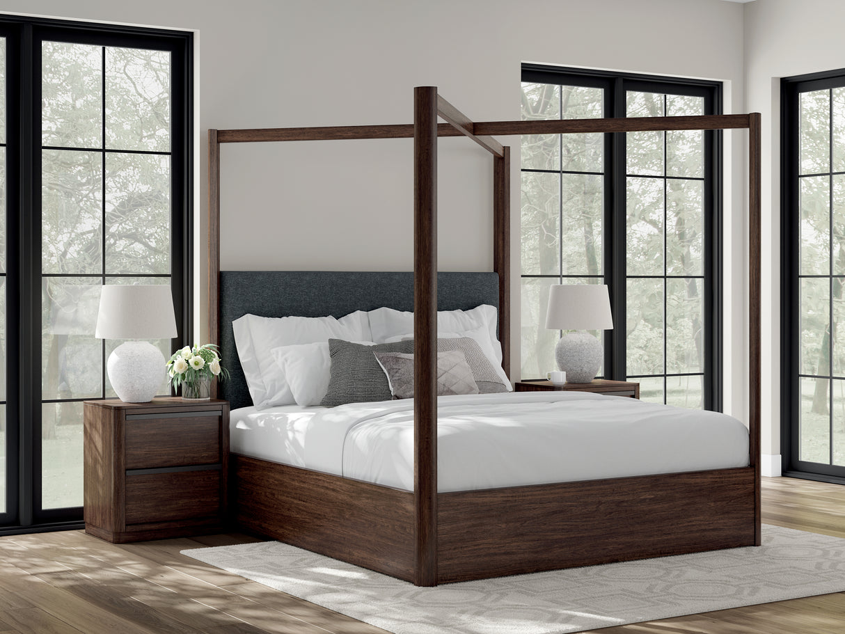 Dilenno Dark Brown California King Canopy Bed from Ashley - Luna Furniture