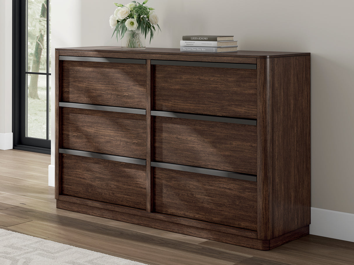 Dilenno King Canopy Bed with Dresser and Nightstand in Dark Brown from Ashley - Luna Furniture
