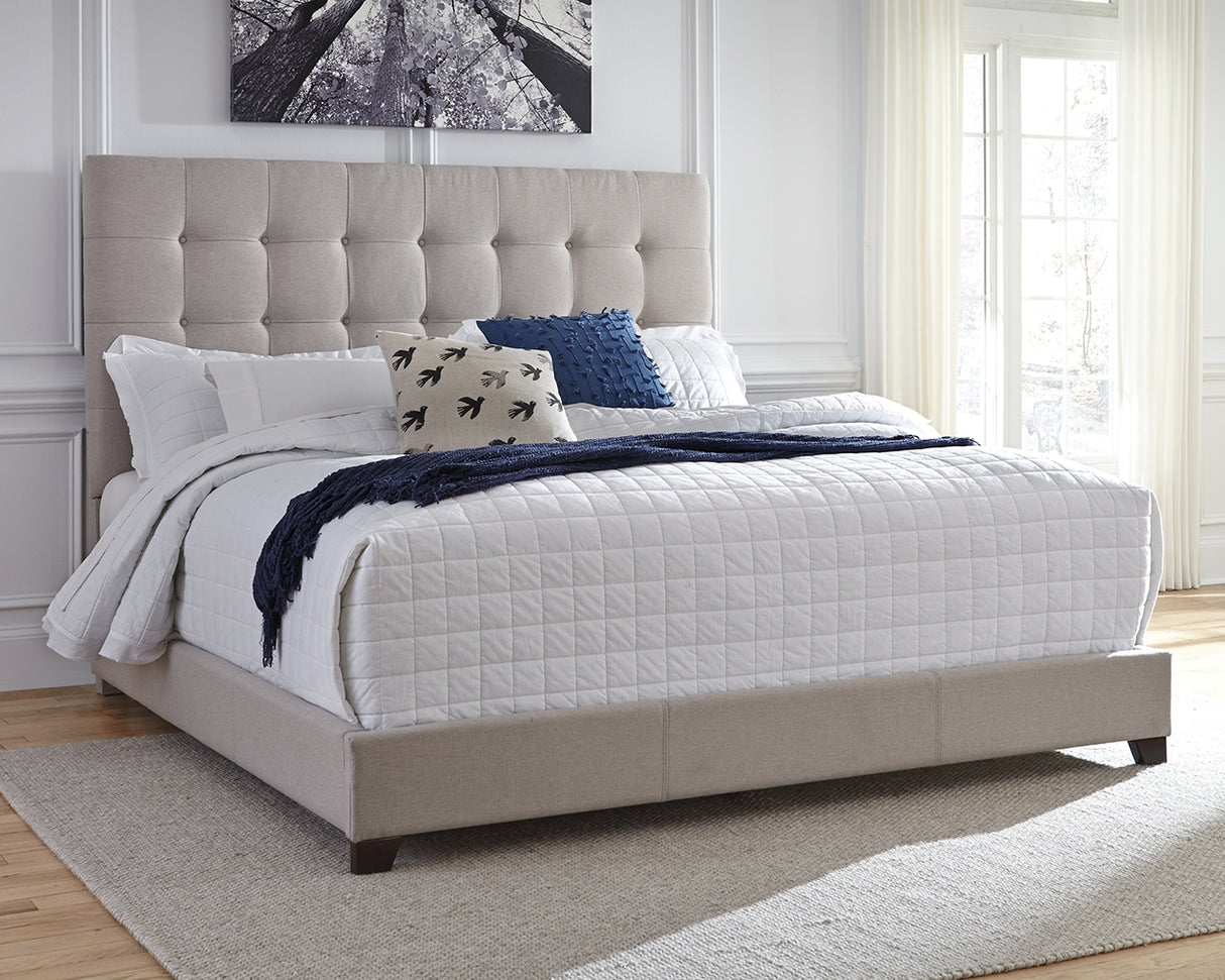 Dolante Queen Upholstered Bed with Mattress in Beige from Ashley - Luna Furniture