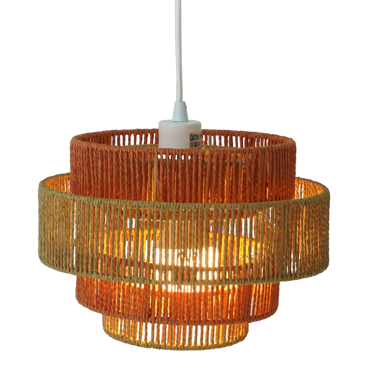 Dorset Pendant Lamp - White and Natural/Terracotta from Ashcroft Furniture - Luna Furniture