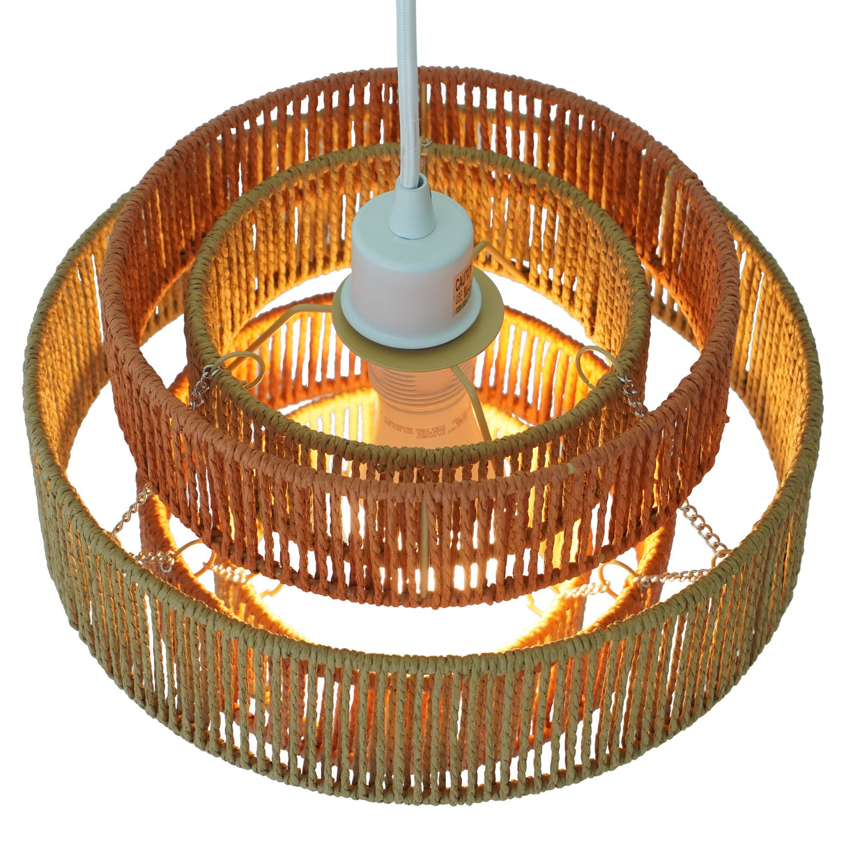 Dorset Pendant Lamp - White and Natural/Terracotta from Ashcroft Furniture - Luna Furniture