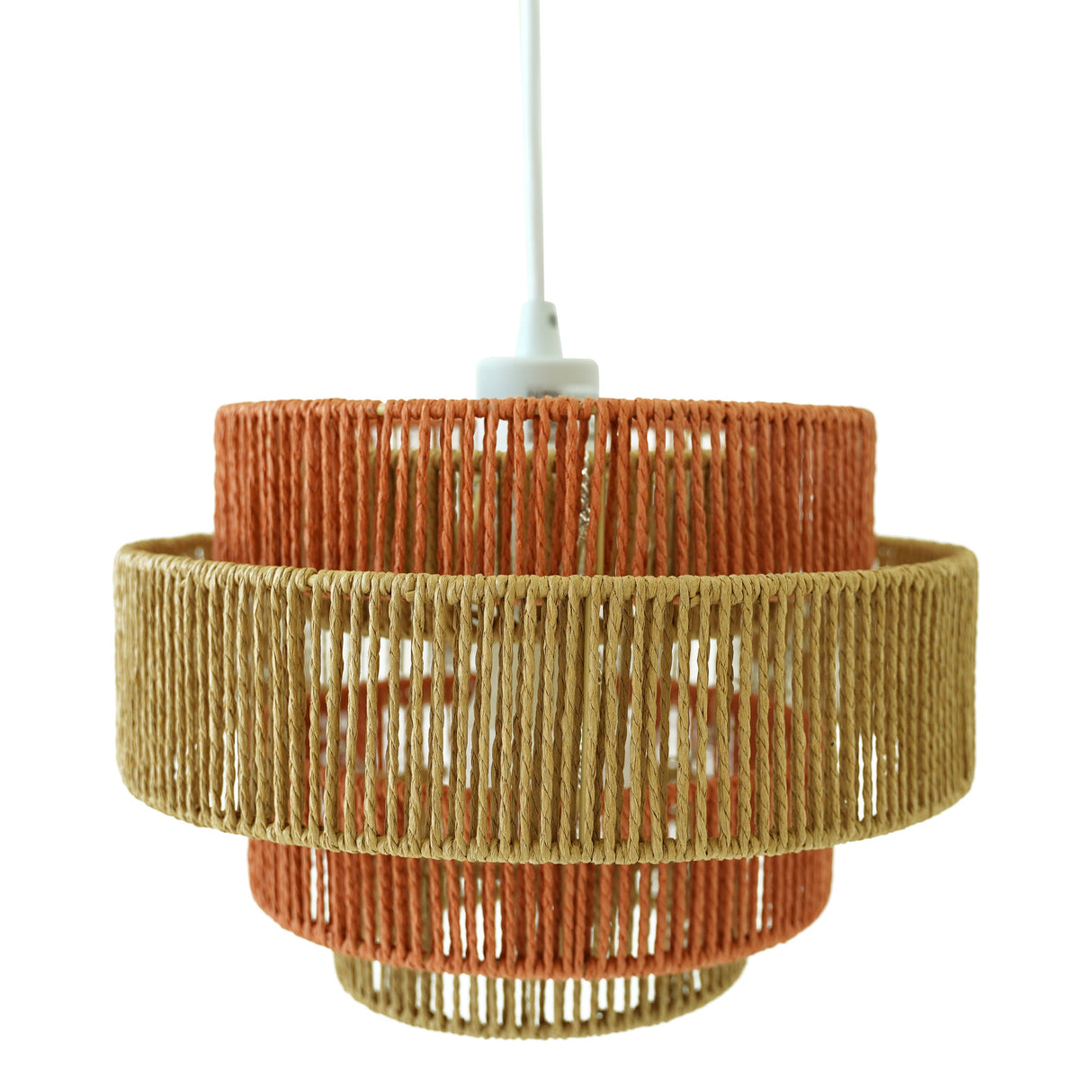 Dorset Pendant Lamp - White and Natural/Terracotta from Ashcroft Furniture - Luna Furniture