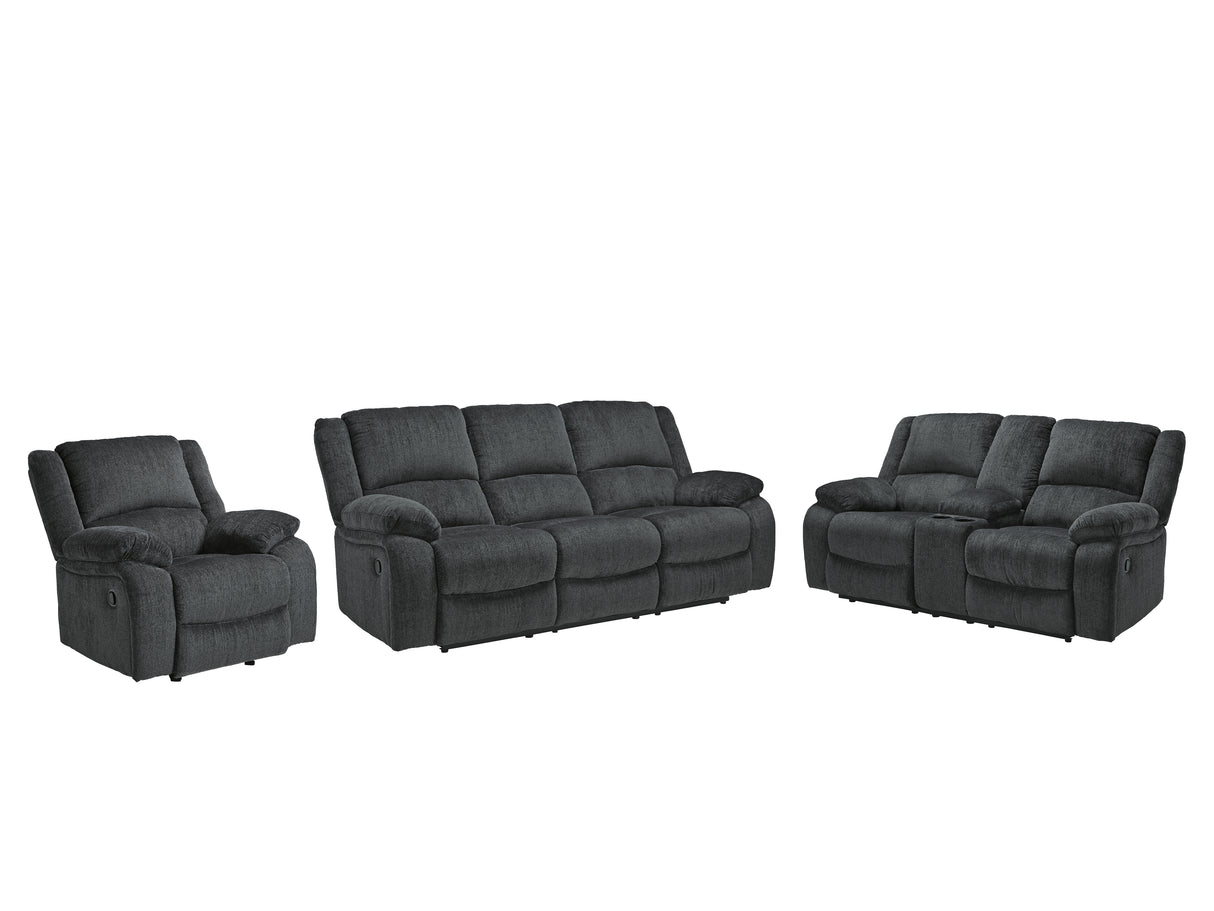 Draycoll Sofa, Loveseat and Recliner in Slate from Ashley Furniture - Luna Furniture