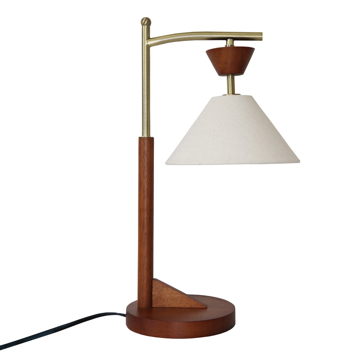 Dreamlight Table Lamp, Brown Solid Wood Base with Elegant Cone Linen Shade from Ashcroft Furniture - Luna Furniture