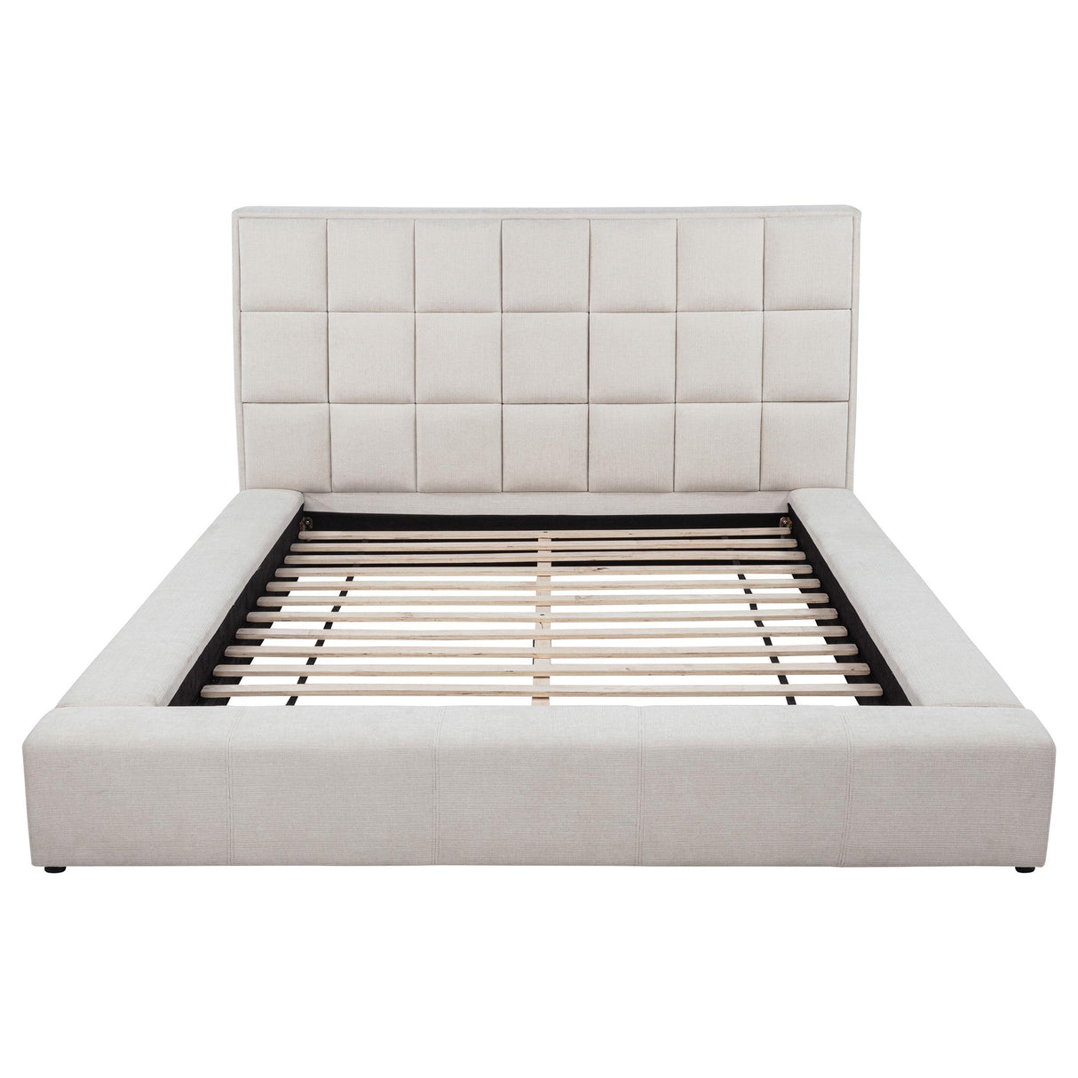 Dreux Cream Upholstered California King Panel Platform Bed from Coaster - Luna Furniture