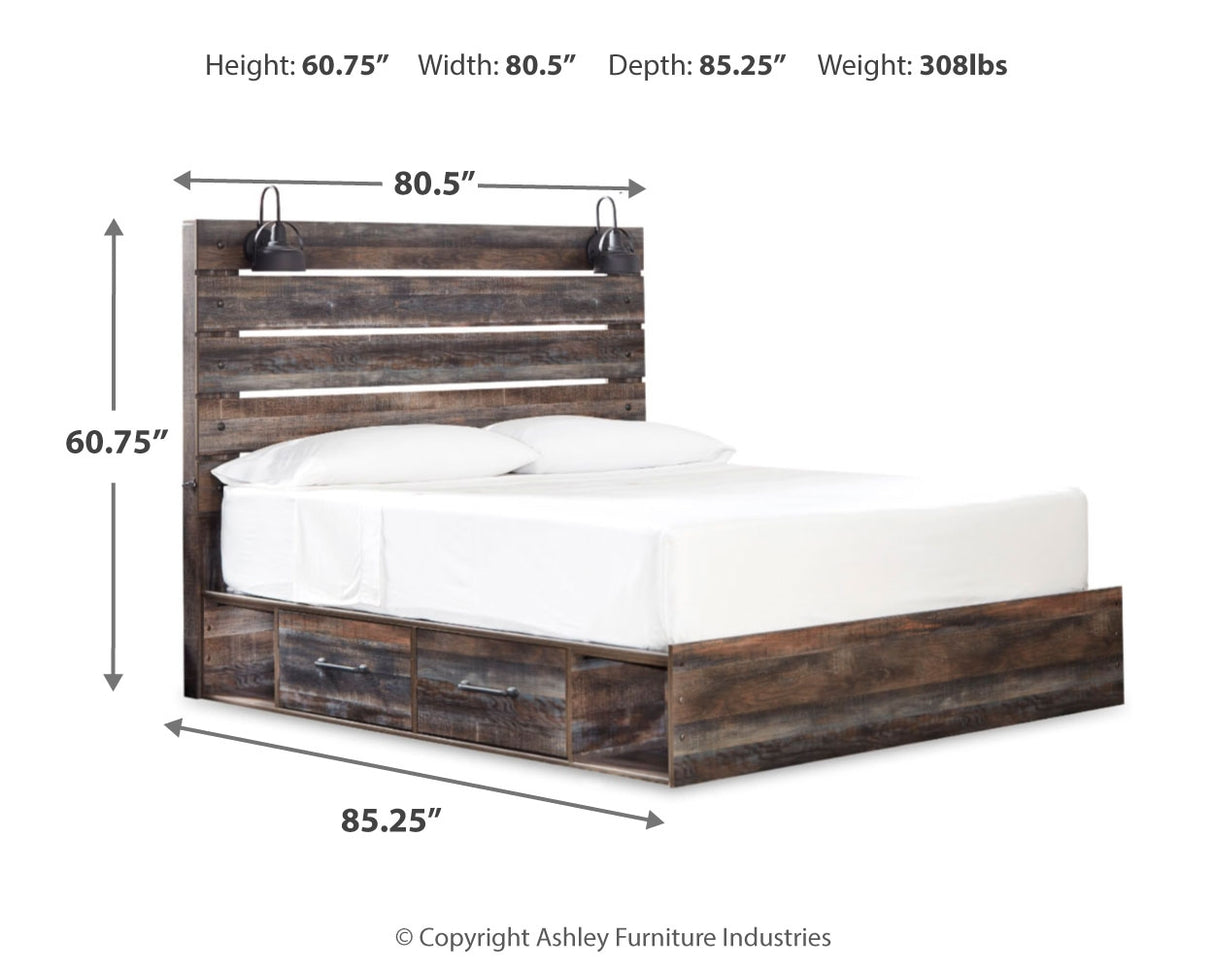 Drystan Multi King Panel Storage Bed and 2 Nightstands from Ashley - Luna Furniture