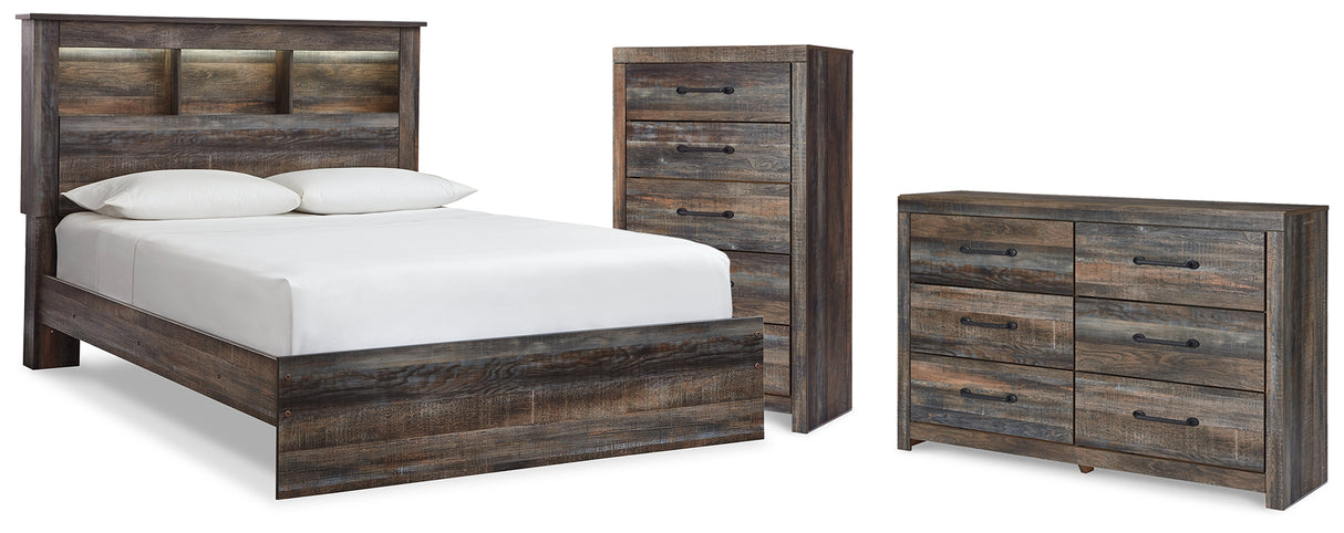 Drystan Queen Bookcase Bed, Dresser and Chest from Ashley - Luna Furniture