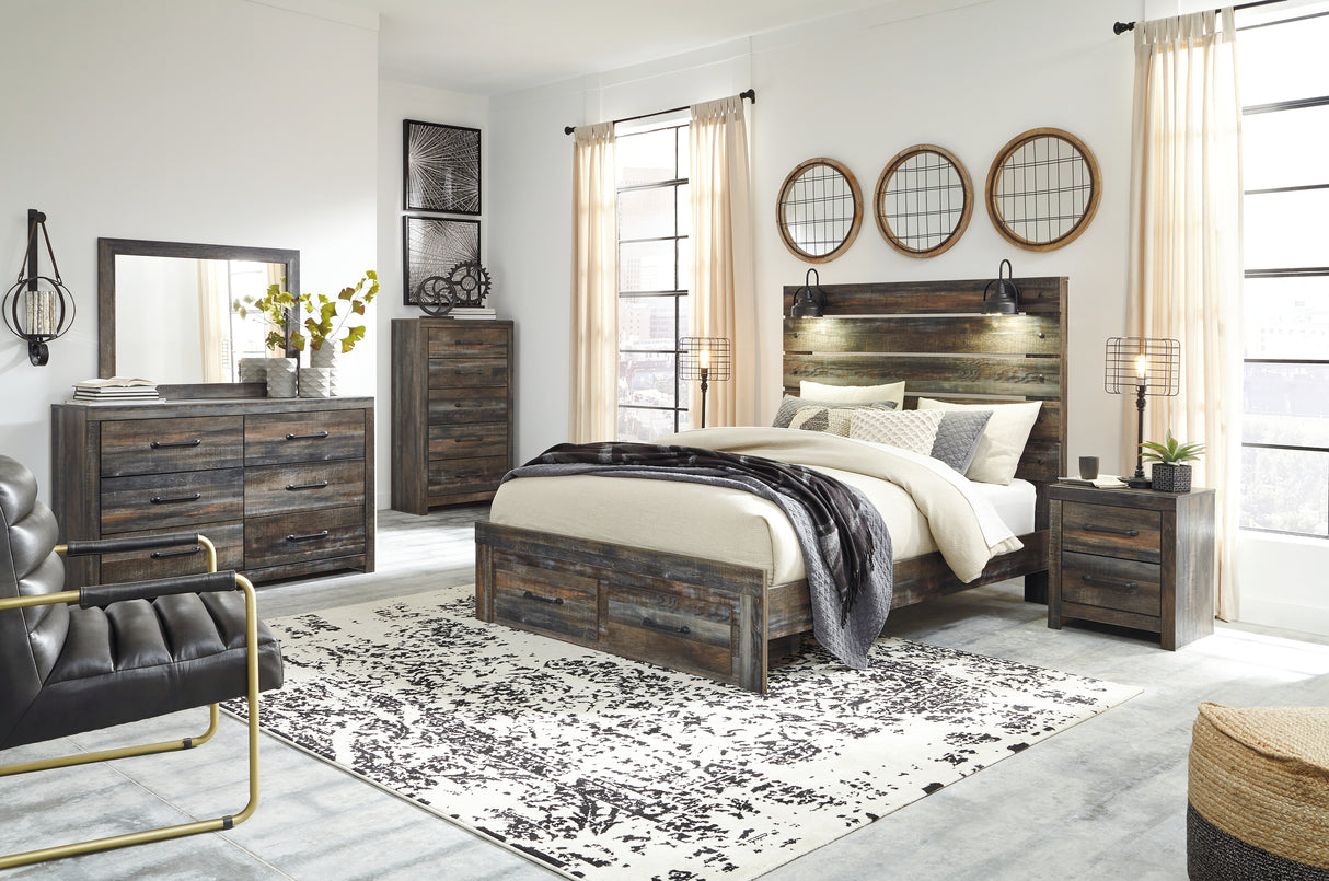 Drystan Queen Panel Bed with 2 Storage Drawers with Dresser in Multi from Ashley - Luna Furniture