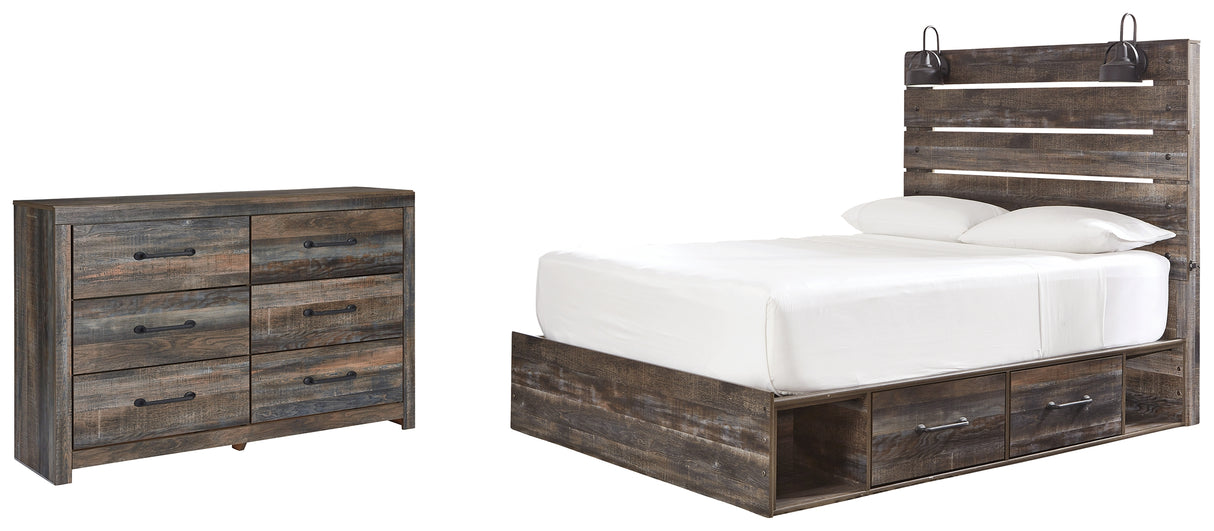 Drystan Queen Panel Bed with 4 Storage Drawers with Dresser in Multi from Ashley - Luna Furniture