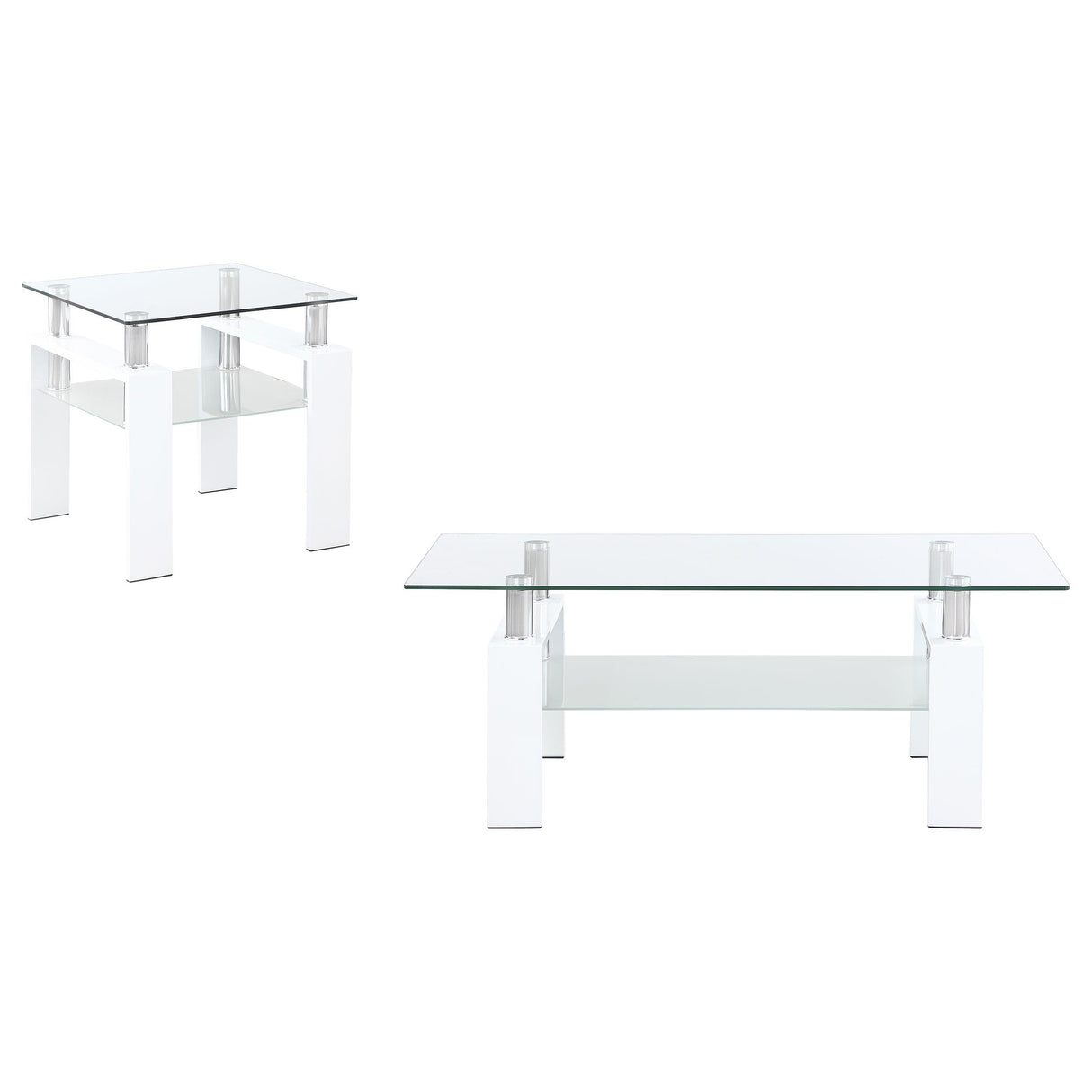 Dyer White 2-Piece Rectangular Coffee and End Table Set from Coaster - Luna Furniture
