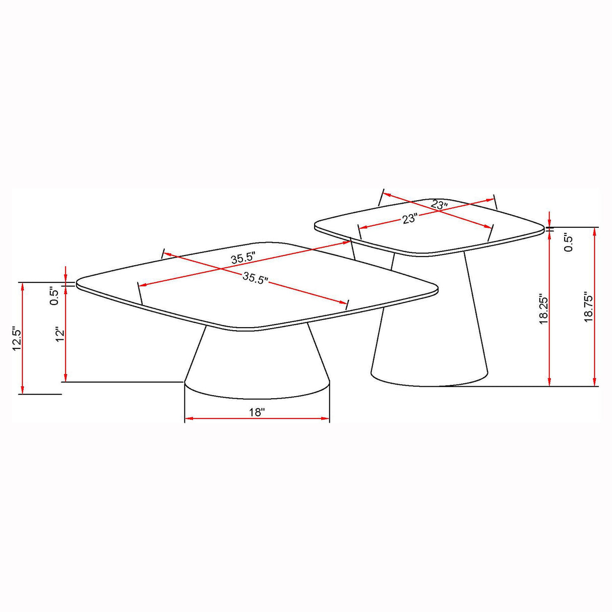 Eason Concrete and Black 2-Piece Cocktail Coffee Table Set from Coaster - Luna Furniture