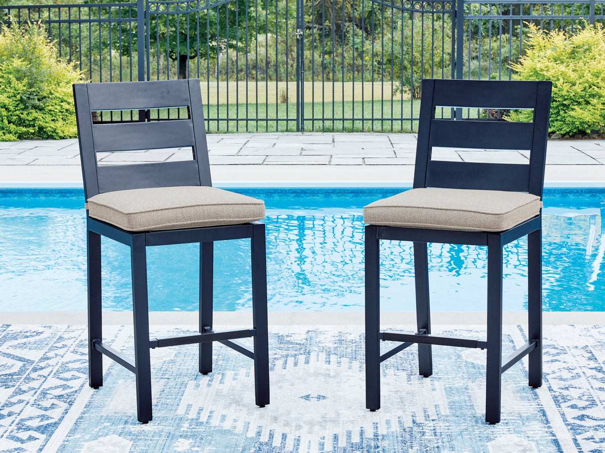 East Beach Blue Outdoor Counter Height Bar Stool (Set of 2) from Ashley - Luna Furniture