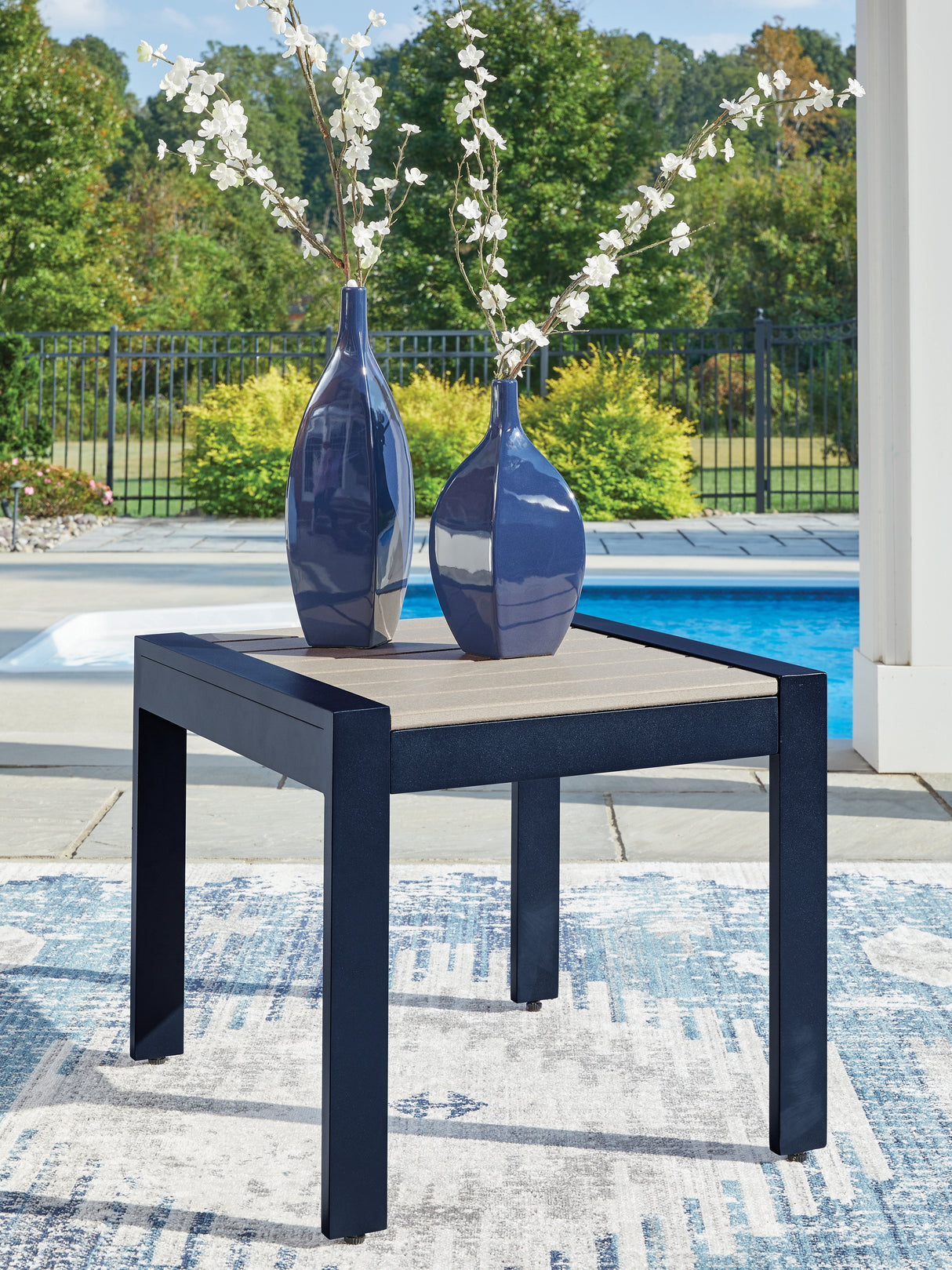 East Beach Blue Outdoor End Table from Ashley - Luna Furniture