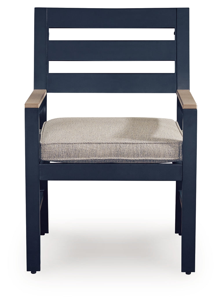 East Beach Outdoor Dining Table and 4 Chairs in Navy Blue/Driftwood from Ashley - Luna Furniture