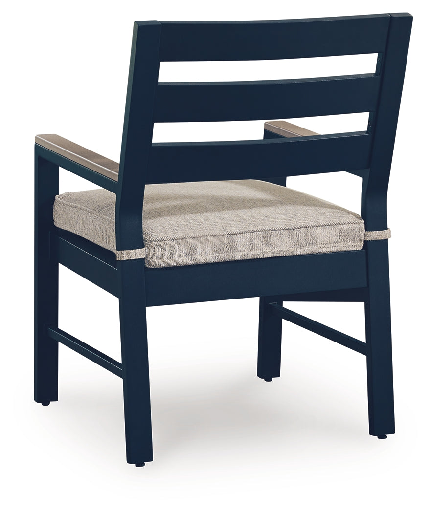 East Beach Outdoor Dining Table and 4 Chairs in Navy Blue/Driftwood from Ashley - Luna Furniture