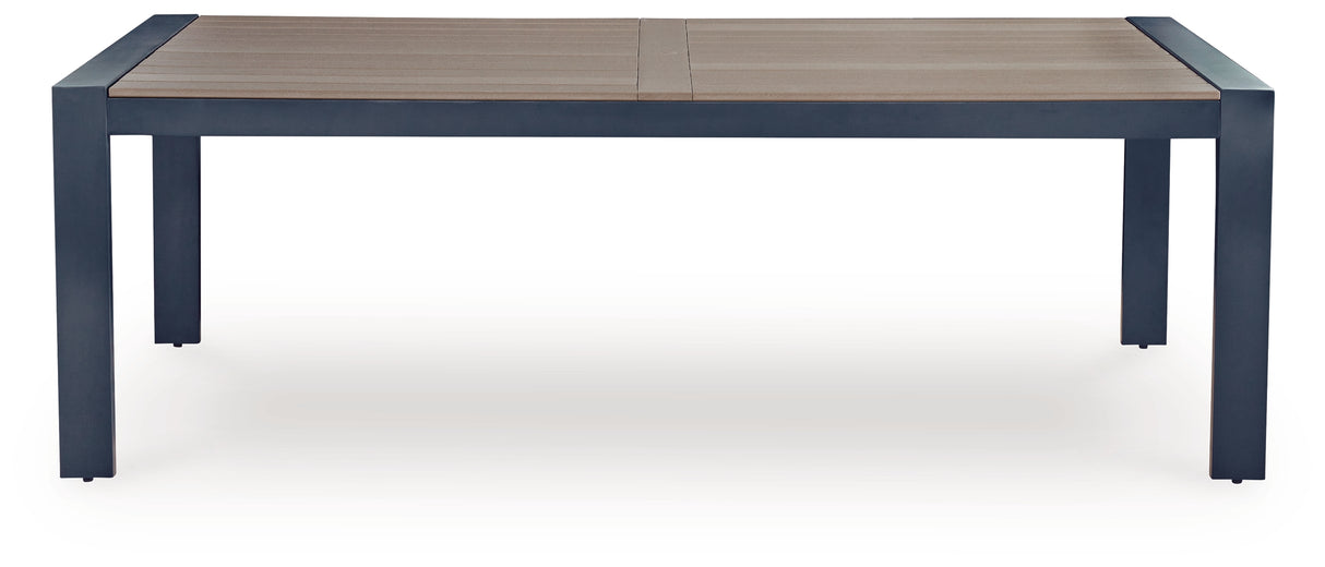 East Beach Outdoor Dining Table and 4 Chairs in Navy Blue/Driftwood from Ashley - Luna Furniture