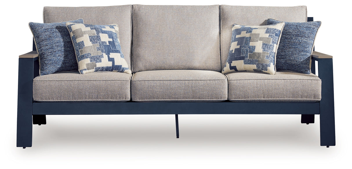 East Beach Outdoor Sofa and Loveseat in Navy Blue/Driftwood from Ashley - Luna Furniture