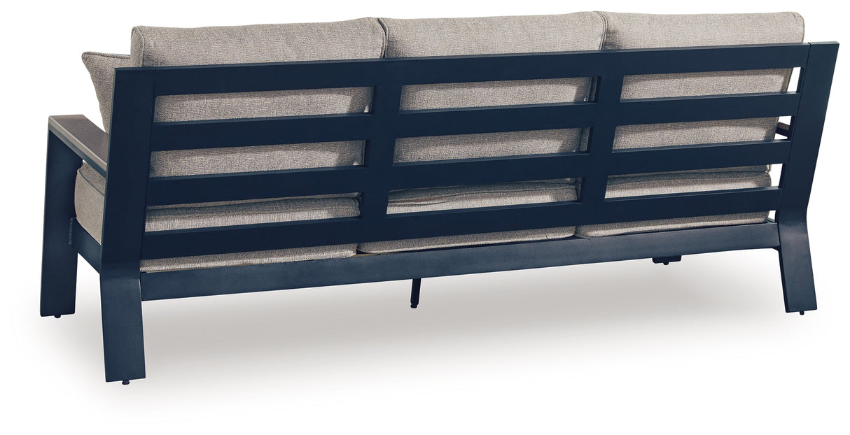 East Beach Outdoor Sofa and Loveseat in Navy Blue/Driftwood from Ashley - Luna Furniture
