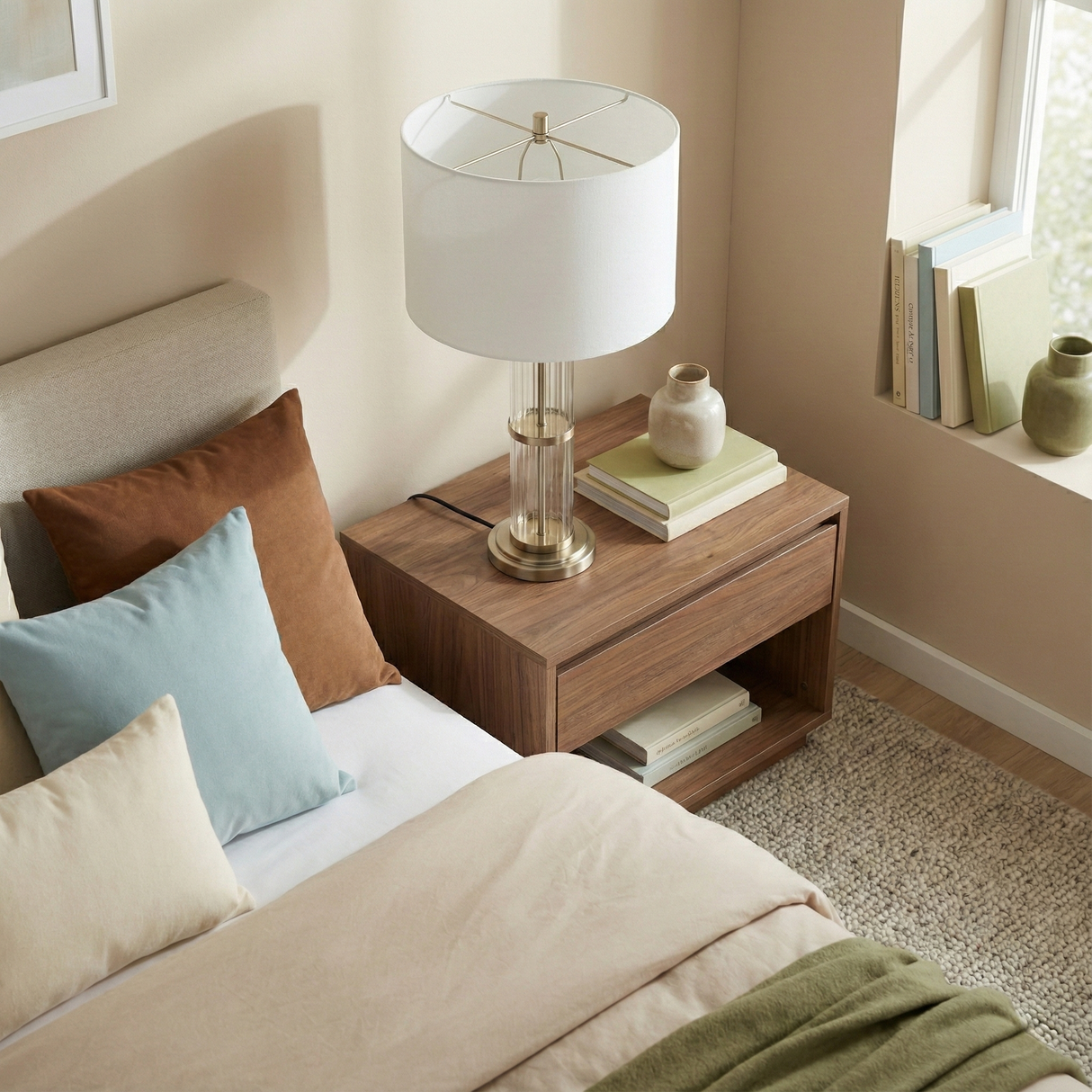 Echo Brushed Nickel Table Lamp with On/Off Switch Clear Glass Body Metal Base from Ashcroft Furniture - Luna Furniture