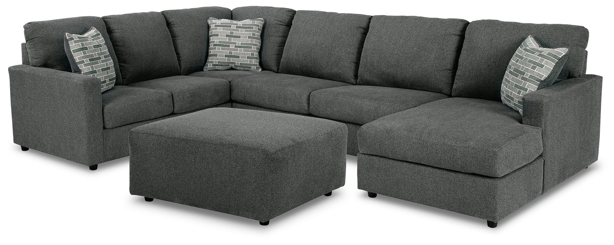 Edenfield Charcoal 3-Piece Sectional with Ottoman from Ashley - Luna Furniture
