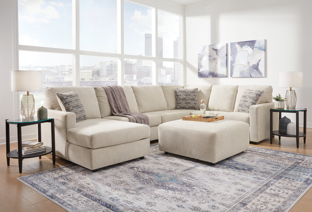 Edenfield Linen 3-Piece Sectional with Ottoman from Ashley - Luna Furniture