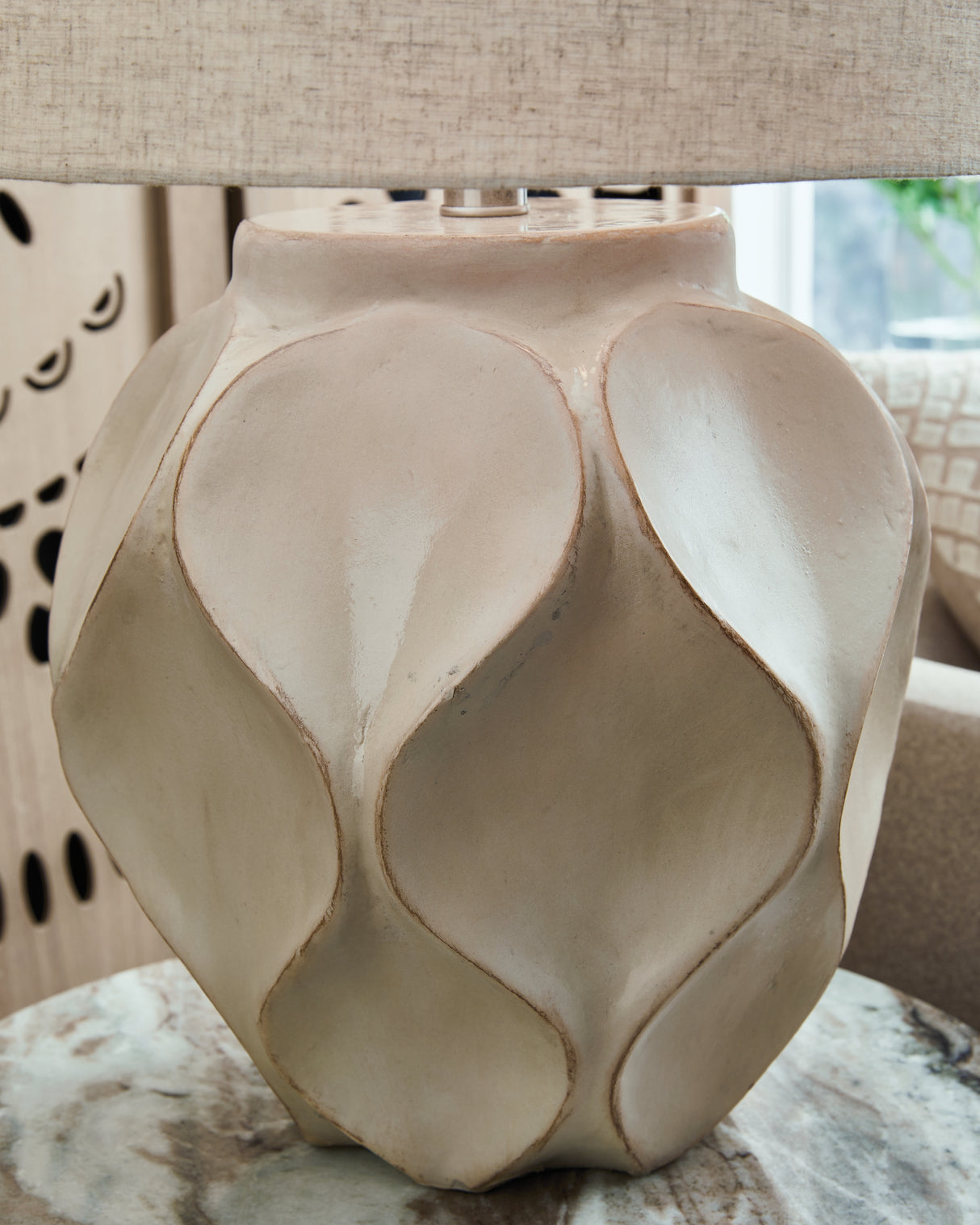 Edselham Distressed Cream Table Lamp from Ashley - Luna Furniture