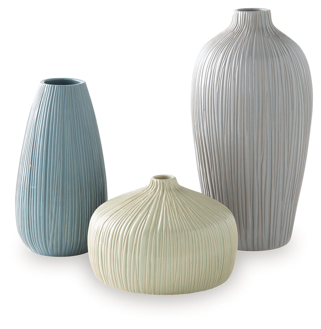 Eiderman Gray/Blue/Green Vase (Set of 3) from Ashley Furniture - Luna Furniture