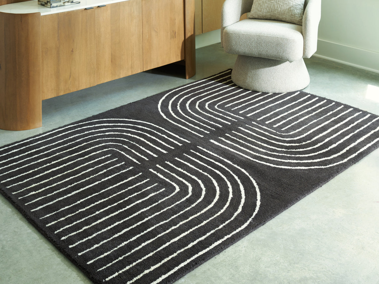 Eldonmore Black/Ivory Medium Rug from Ashley Furniture - Luna Furniture