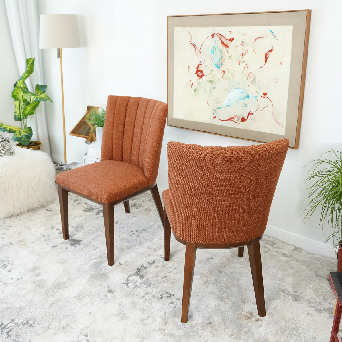 Elmwood Orange Fabric Dining Chair (Set Of 2) from Ashcroft Furniture - Luna Furniture
