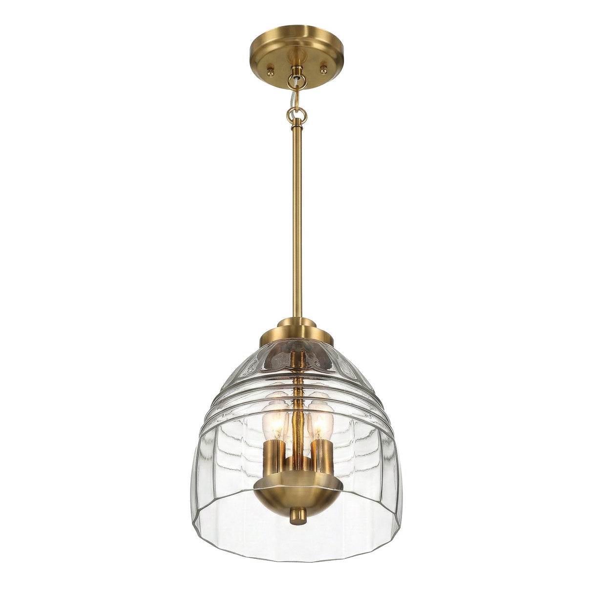 Ember Three Candle Lights Chain Pendant With Clear Glass - Satin Brass from Ashcroft Furniture - Luna Furniture