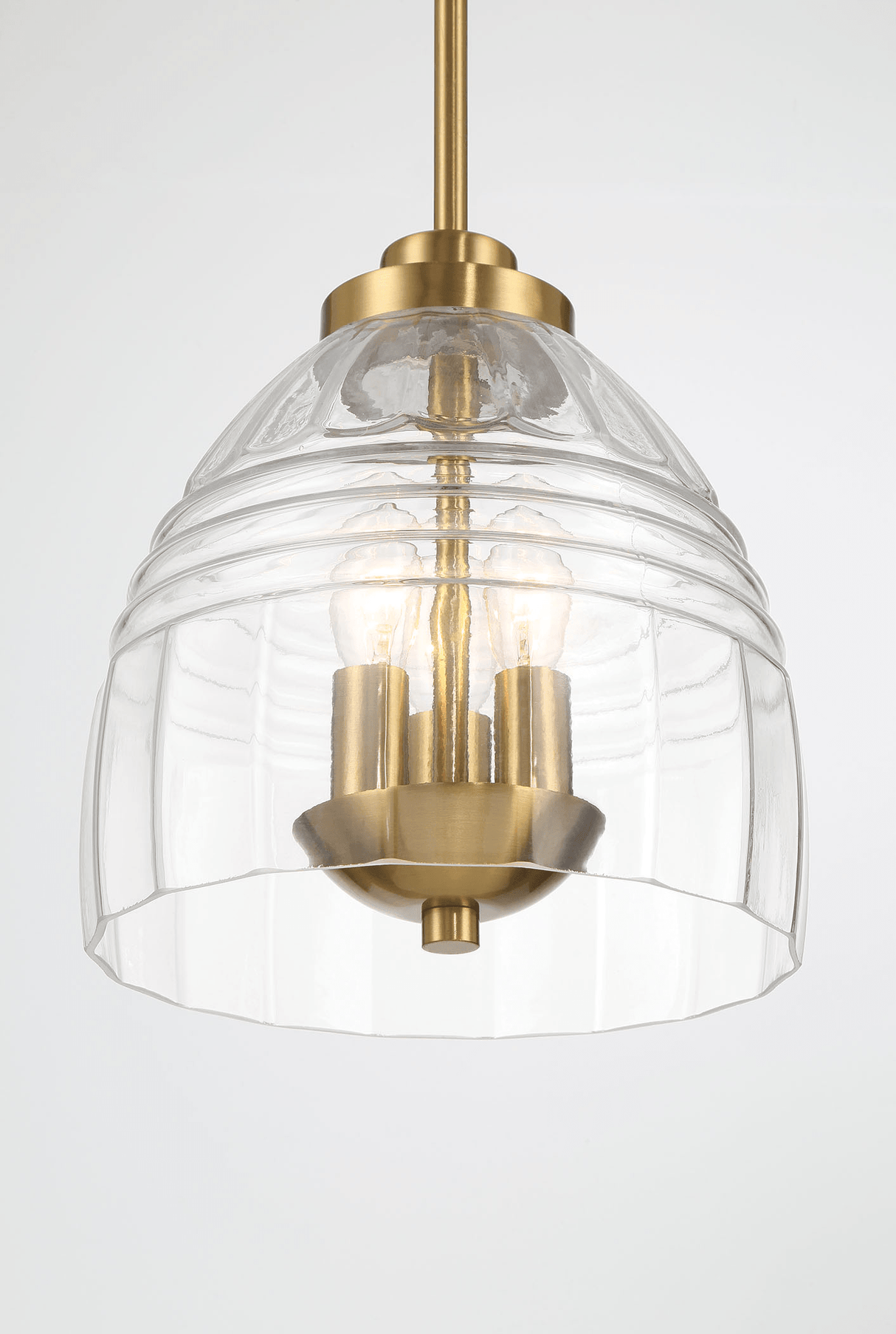 Ember Three Candle Lights Chain Pendant With Clear Glass - Satin Brass from Midinmod - Luna Furniture