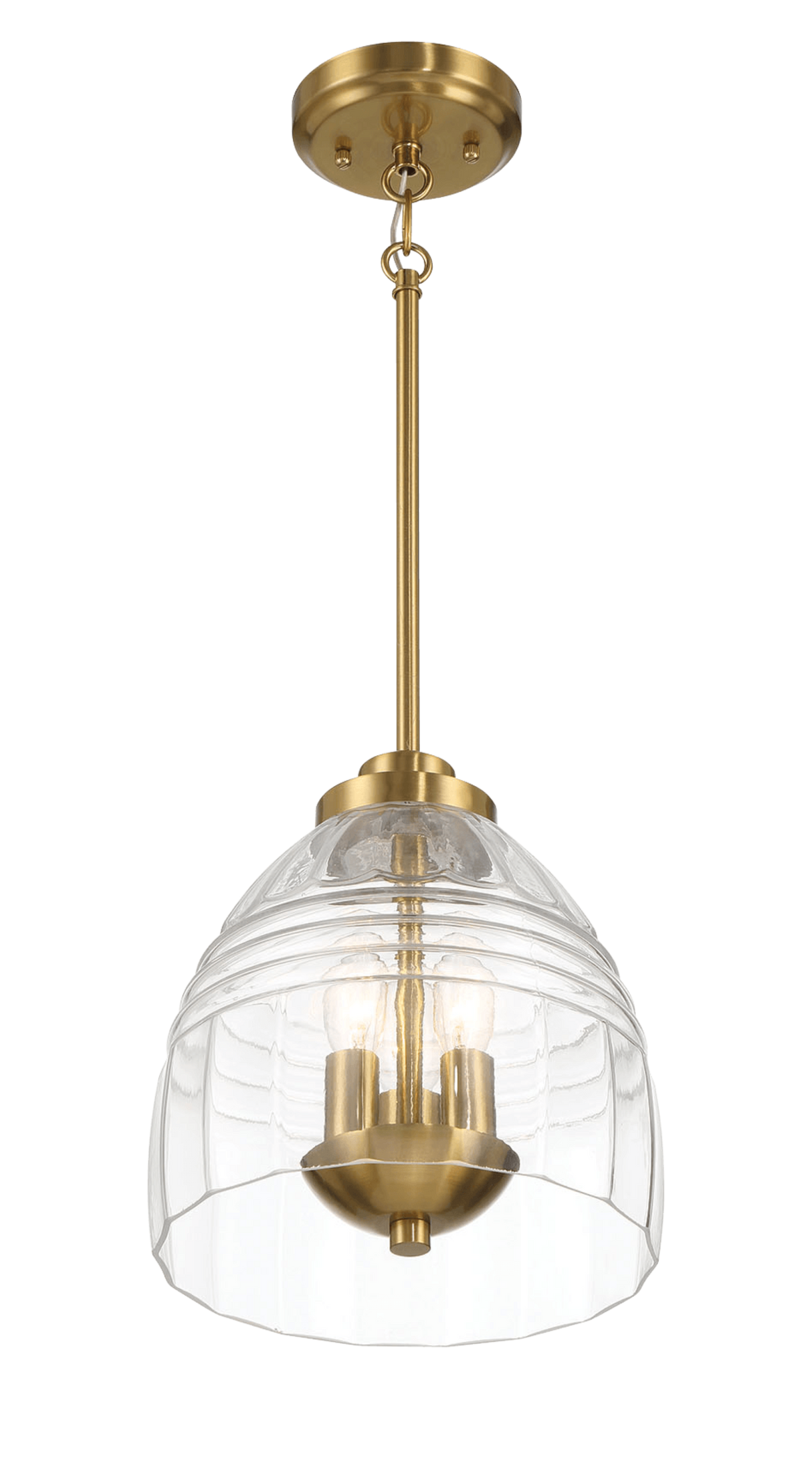 Ember Three Candle Lights Chain Pendant With Clear Glass - Satin Brass from Midinmod - Luna Furniture
