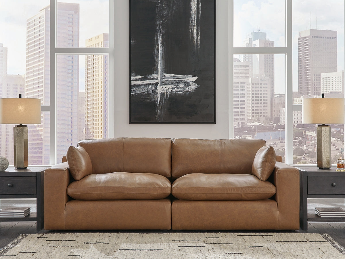 Emilia Caramel 3-Piece Sectional Sofa, 2-Piece Sectional Loveseat and Ottoman from Ashley - Luna Furniture