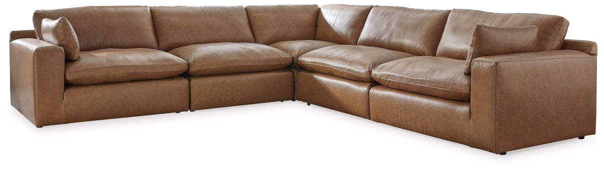 Emilia Caramel 5-Piece Sectional with Ottoman from Ashley Furniture - Luna Furniture