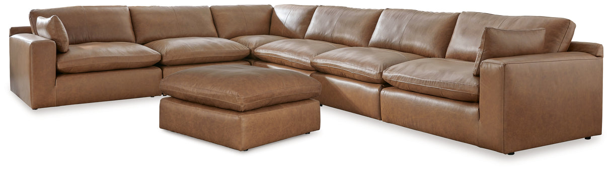 Emilia Caramel 6-Piece Sectional with Ottoman from Ashley - Luna Furniture