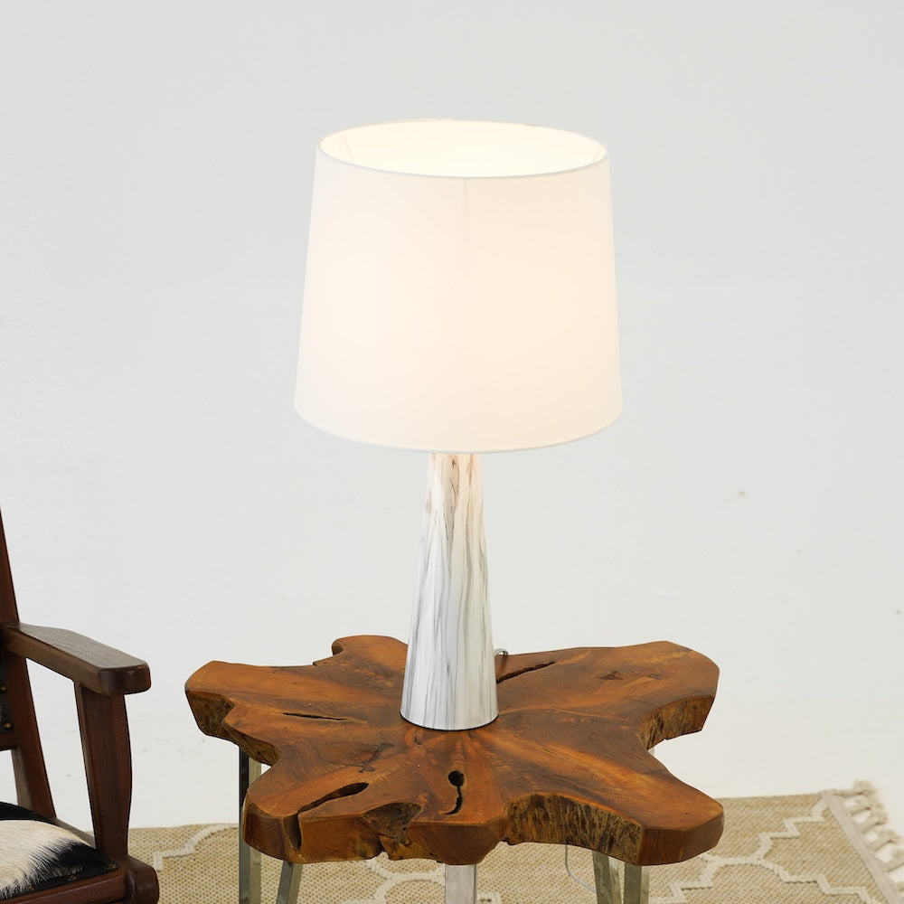 Enclave Hydro Black Table Lamp with On/Off Switch Faux Marble Base Fabric Shade from Midinmod - Luna Furniture