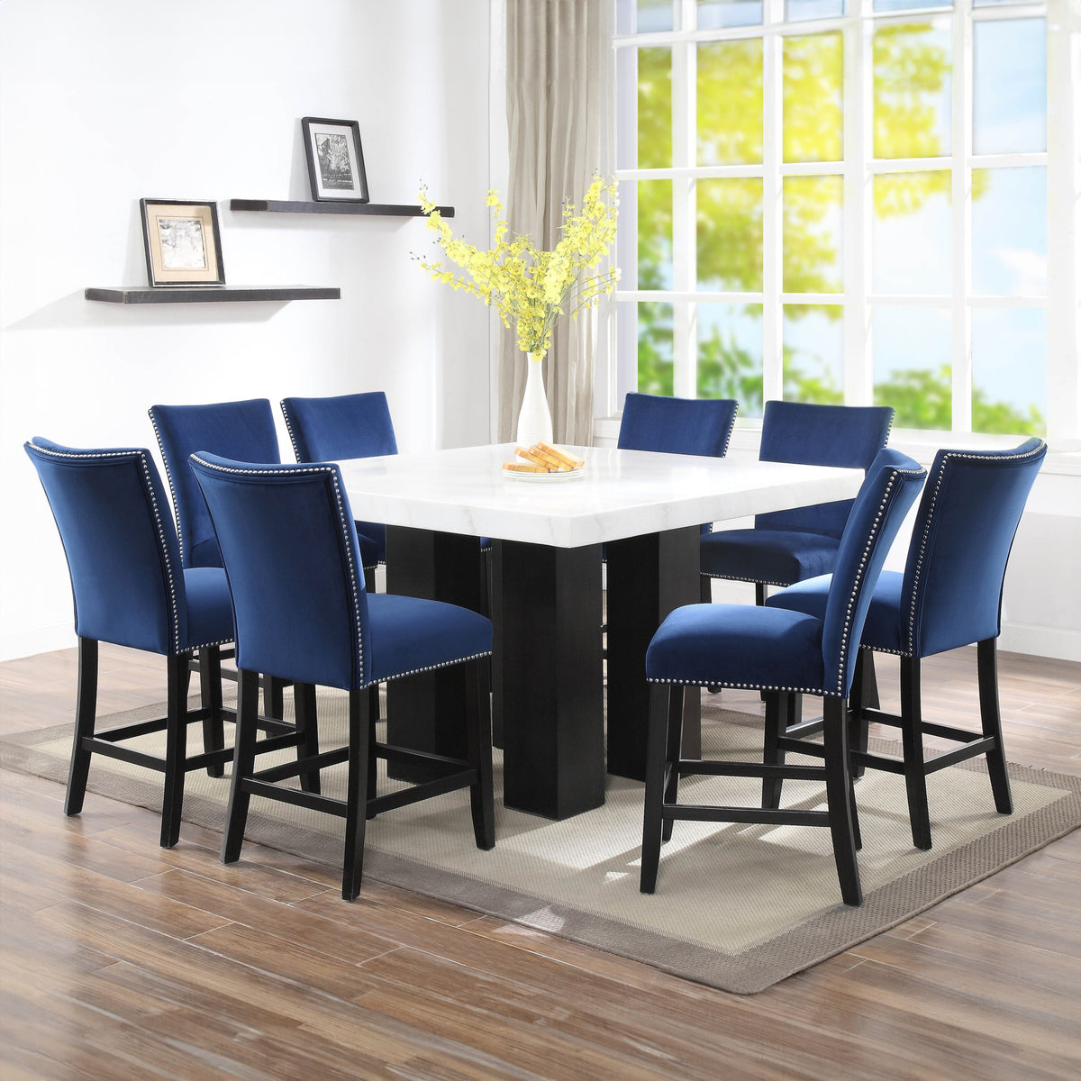 Camila Black/White Square Counter Height Table from Steve Silver - Luna Furniture