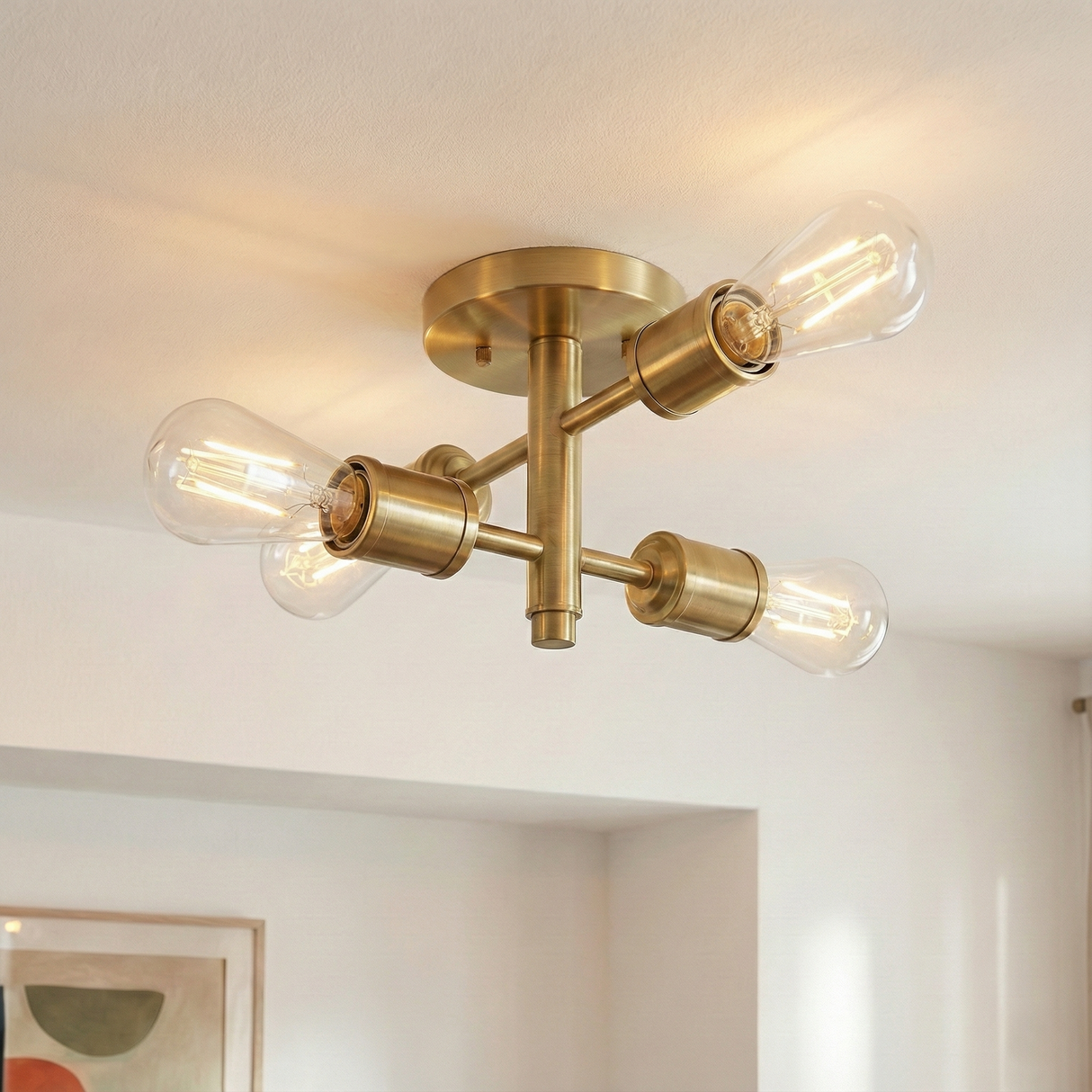 Ephemeral Four Lights Semi Flush Mount Retro Hallway Kitchen Bedroom Living Room Ceiling Pendant 11"W × 6.5"H from Ashcroft Furniture - Luna Furniture