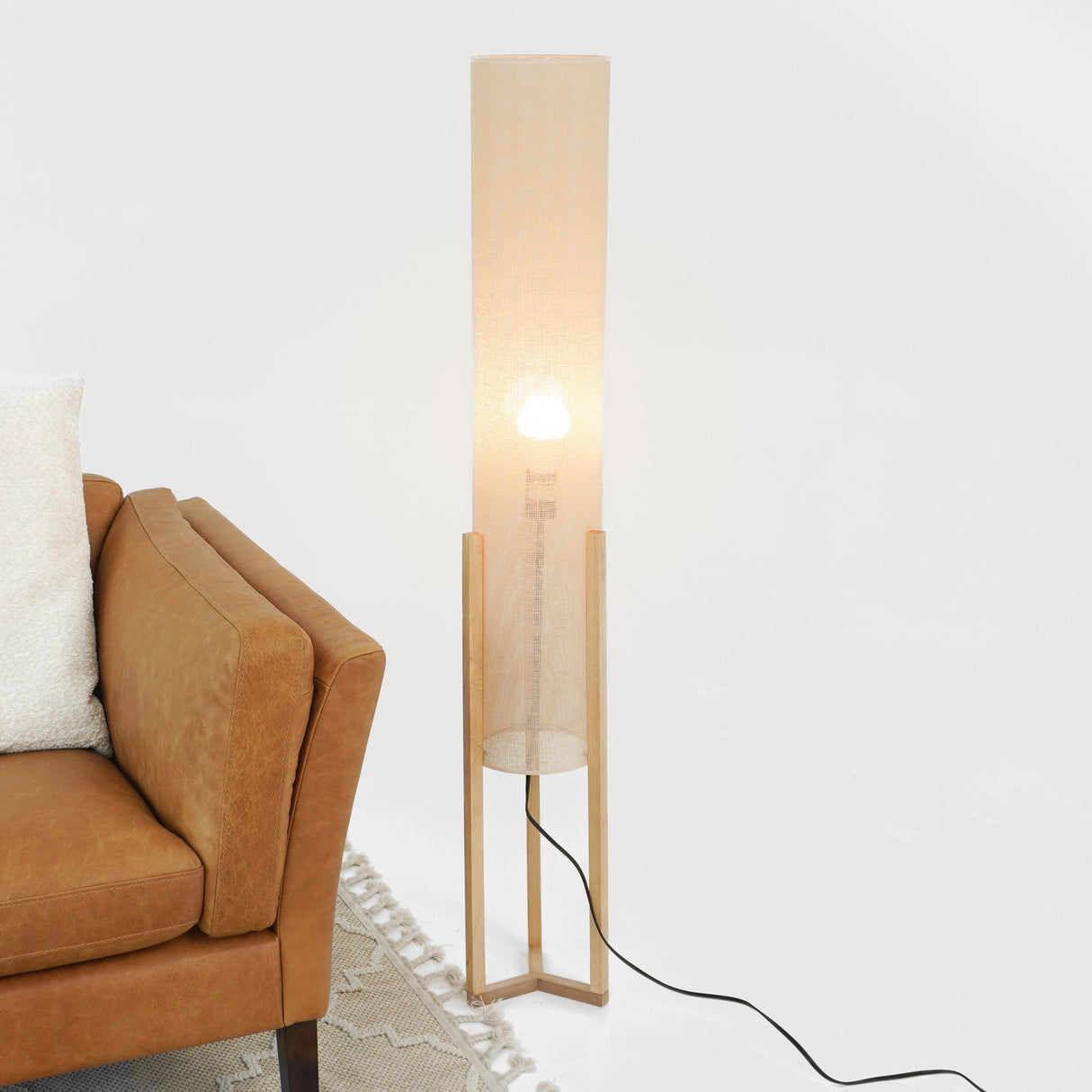 Ethos Floor Lamp Oak and Natural from Ashcroft Furniture - Luna Furniture