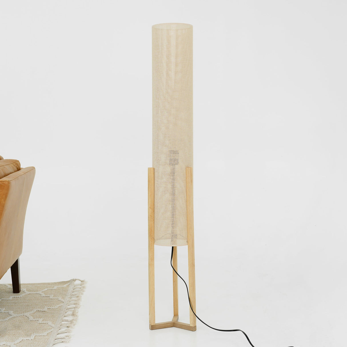 Ethos Floor Lamp Oak and Natural from Ashcroft Furniture - Luna Furniture