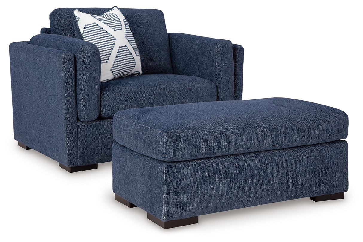Evansley Sofa, Loveseat, Chair and Ottoman in Navy from Ashley - Luna Furniture