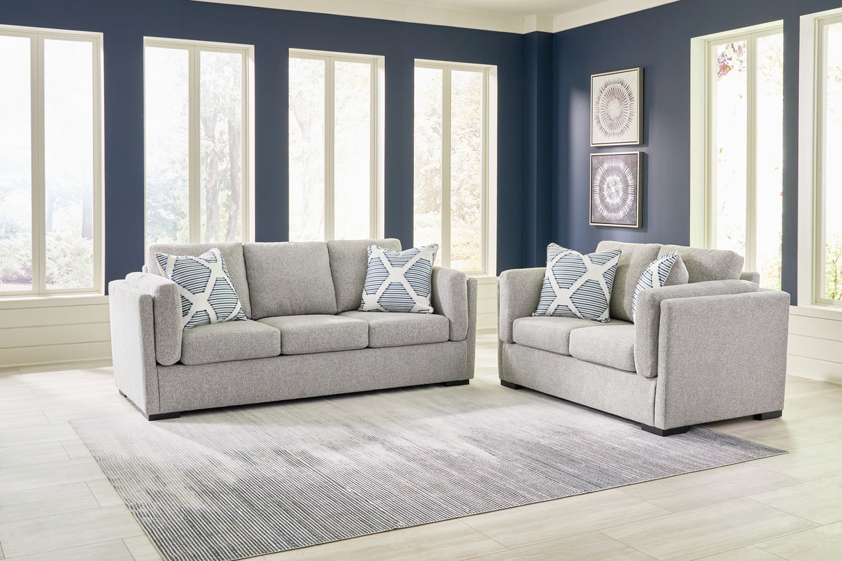 Evansley Sofa, Loveseat, Chair and Ottoman in Pewter from Ashley - Luna Furniture