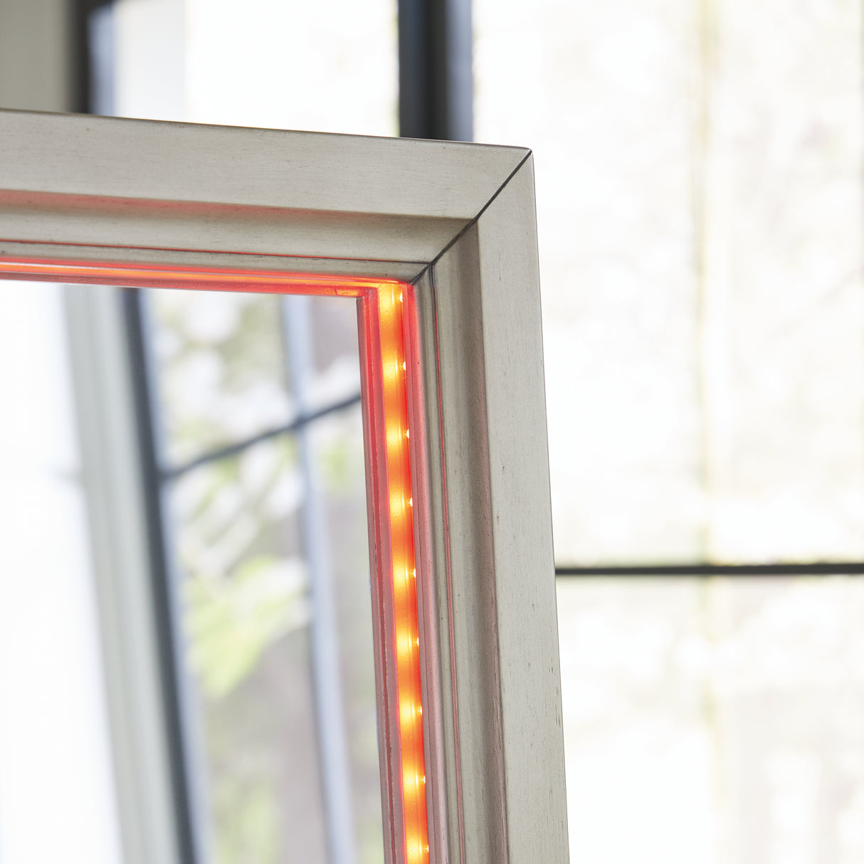 Evesen Champagne Floor Standing Mirror/Storage from Ashley - Luna Furniture