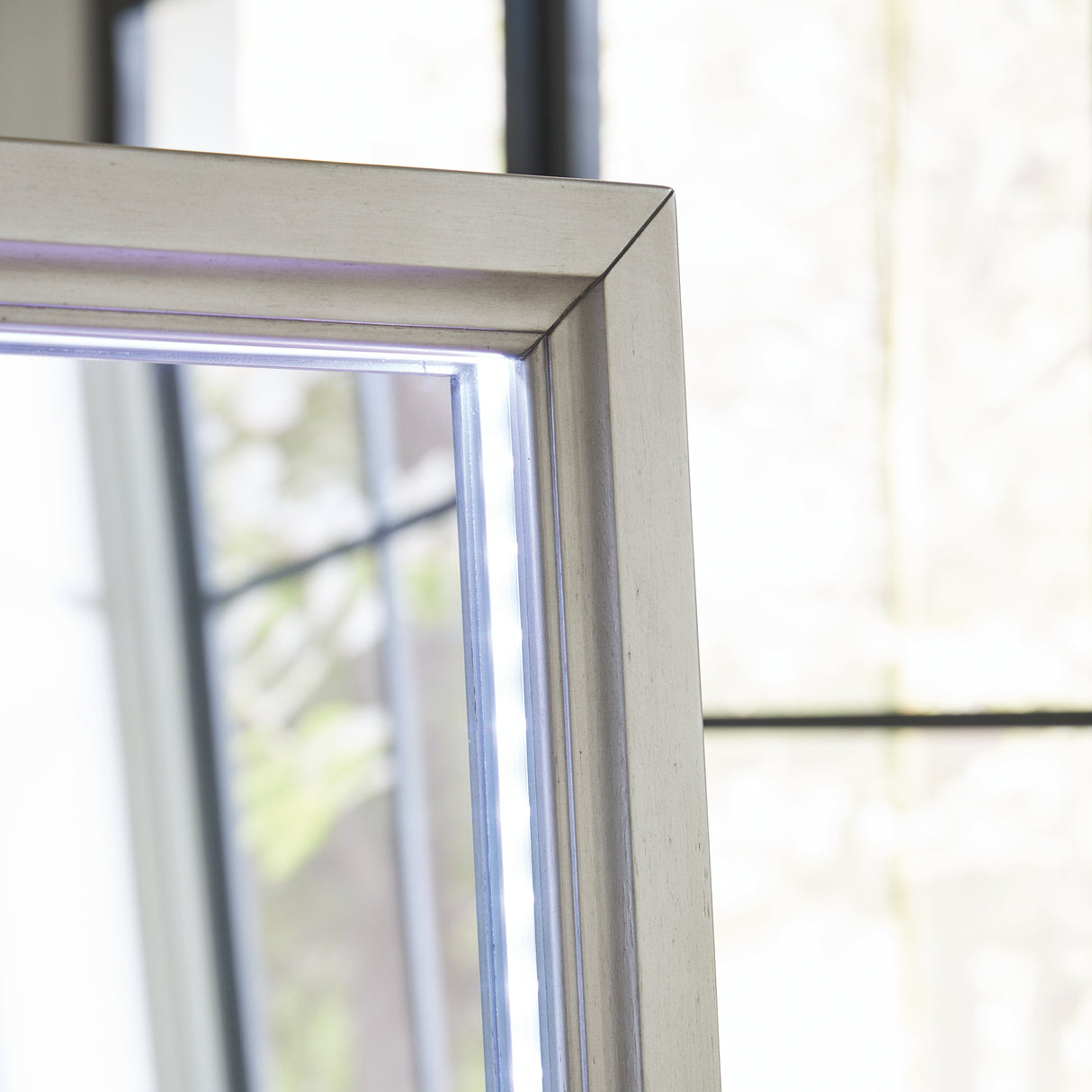 Evesen Champagne Floor Standing Mirror/Storage from Ashley - Luna Furniture