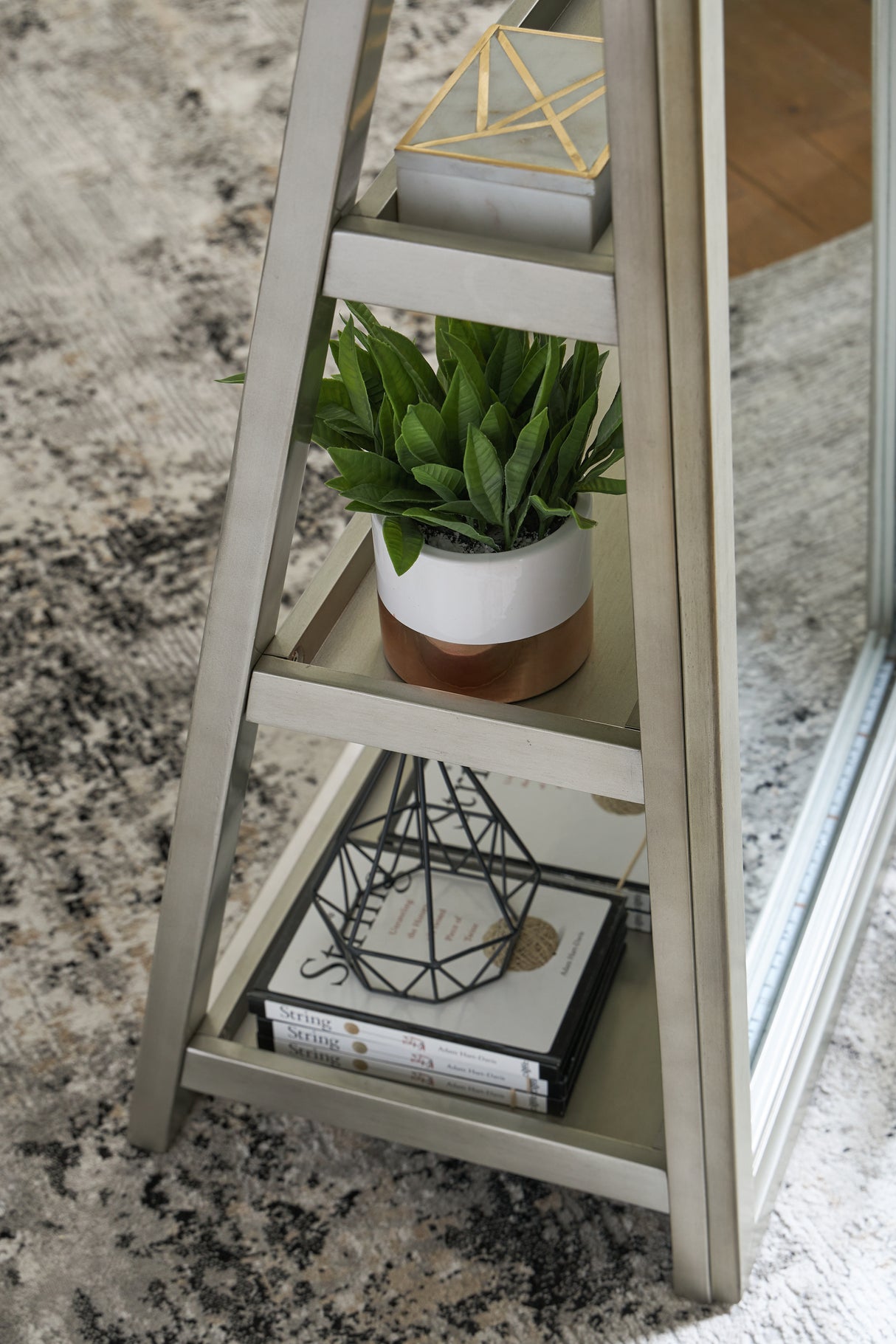 Evesen Champagne Floor Standing Mirror/Storage from Ashley - Luna Furniture