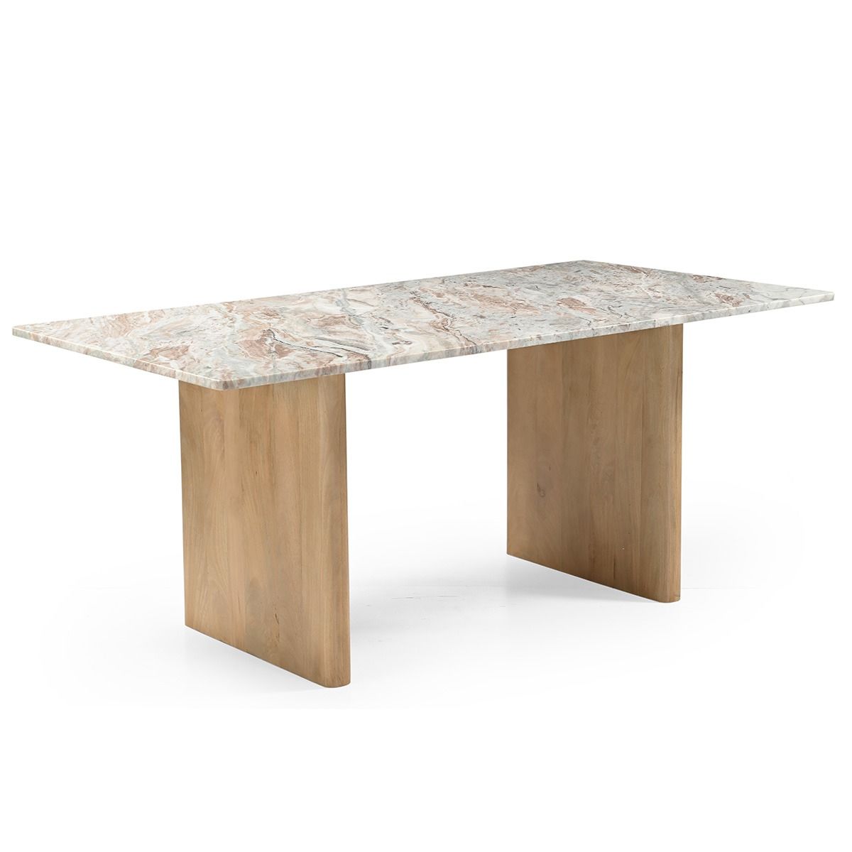 Abra 76" Dining Table in Toronto Marble Top and Light Mango Base from Home Trends & Design - Luna Furniture
