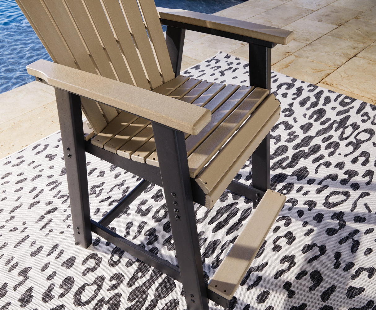 Fairen Trail Outdoor Counter Height Dining Table and 4 Barstools in Black/Driftwood from Ashley Furniture - Luna Furniture